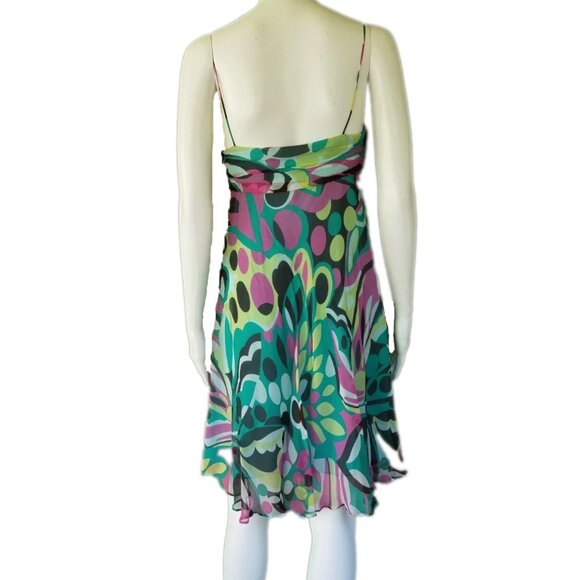Milly of New York Multicolor Silk Spaghetti Strap Empire Waist Dress Size XS - Picture 9 of 9